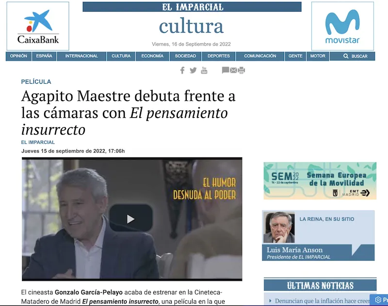 Agapito Maestre debuta en el cine