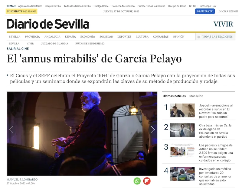 Diario de Sevilla noticia sobre el Seminario de Gonzalo García-Pelayo en el CICUS