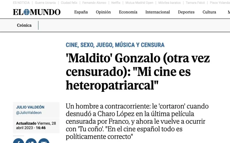 Entrevista en El Mundo sobre el cine de Gonzalo García-Pelayo